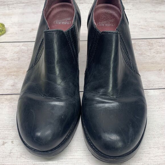 Dansko Womens Adrienne Ankle Bootie Size 40 Black Leather Block Heel Round Toe - Picture 7 of 13